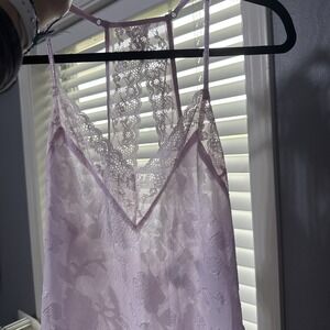 lace nightie babydoll‎ lingerie M Semi Sheer Croquet Light Purple Slip Dress